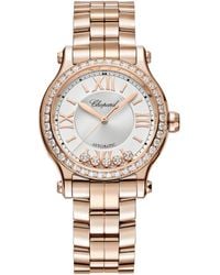 Chopard - Rose Gold And Diamond Happy Sport Automatic Watch 33mm - Lyst
