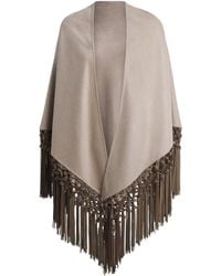 Colombo - Cashmere And Leather Fringe-Trim Cape - Lyst