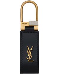 Saint Laurent - Leather Monogram Keychain - Lyst