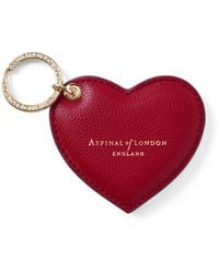 Aspinal of London - Grained Leather Heart Keyring - Lyst