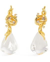 Alexis - Small Gold Plated And Lucite Liquid Vine Raindrop Earrings - Lyst