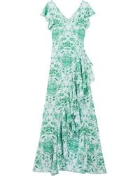 McQueen - Silk Sailor-Tattoo Ruffle Maxi Dress - Lyst