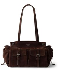 Prada - Medium Suede Route Tote Bag - Lyst