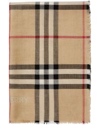Burberry - Wool-Silk Reversible Check Scarf - Lyst