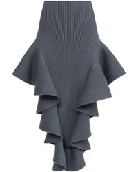Alaïa - Ribbed Ruffle Maxi Skirt - Lyst