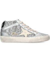 Golden Goose - Women's Mid Star Glitter And Metallic-leather Mid-top Trainers - Lyst