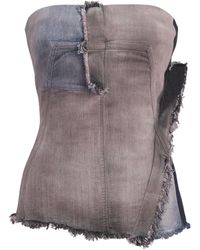 Rick Owens - Frayed Denim Bustier Top - Lyst