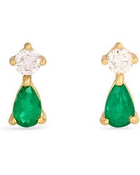 Anita Ko - Diamond And Emerald Stud Earrings - Lyst