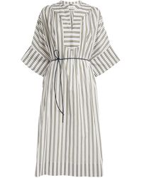 Yves Salomon - Belted Striped Midi Dress - Lyst