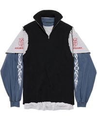 Balenciaga - Hybrid Layered Quarter-Zip Sweater - Lyst