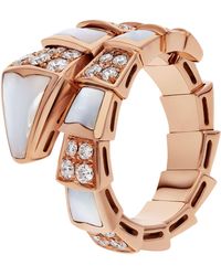 BVLGARI - Rose Gold, Diamond And Mother-of-pearl Serpenti Viper Ring - Lyst