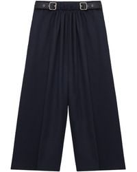 Loewe - Wool Buckled Cropped Wide-Leg Trousers - Lyst