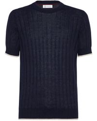 Brunello Cucinelli - Linen-cotton Ribbed Sweater - Lyst