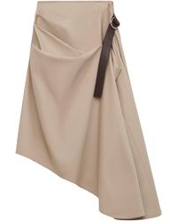 Loewe - Cotton-Silk Asymmetric Midi Skirt - Lyst