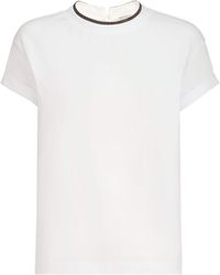 Brunello Cucinelli - Stretch-Cotton Monili-Detail T-Shirt - Lyst