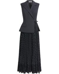 knee length dresses for ladies Self Portrait Dot Mesh Midi Dress in Navy  Suite 201