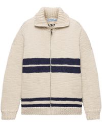 Prada - Virgin Wool Zip-Up Cardigan - Lyst