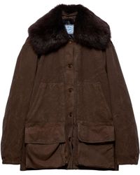 Prada - Shearling-Trim Barn Jacket - Lyst