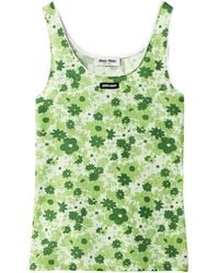 Miu Miu - Stretch Floral Tank Top - Lyst