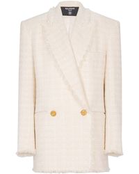 Balmain - Tweed Double-Breasted Blazer - Lyst