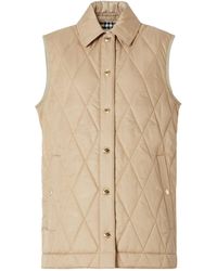 Burberry Diamond-quilted Gilet - Natural