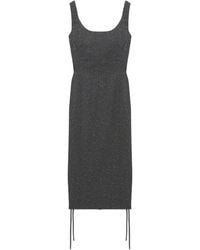 McQueen - Wool Metallic-Pinstripe Midi Dress - Lyst