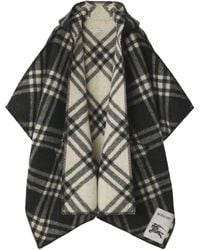 Burberry - Wool Reversible Check Cape - Lyst