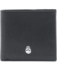 McQueen - Calfskin Skull Bifold Card Holder - Lyst