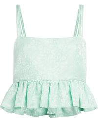 Sandro - Floral Jacquard Ruffle Crop Top - Lyst