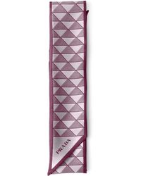 Prada - Silk Triangle Print Skinny Scarf - Lyst