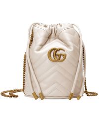 Gucci - Mini Leather Gg Marmont Bucket Bag - Lyst
