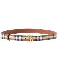 Burberry - Leather Check Tb Belt - Lyst