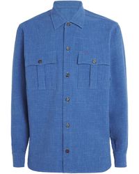 Isaia - Wool-Silk-Linen Seersucker Overshirt - Lyst