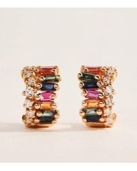 Suzanne Kalan - Diamond And Sapphire Short Stack Hoop Earrings - Lyst