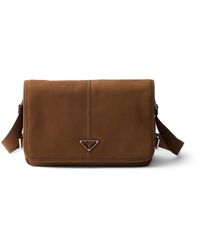 Prada - Nubuck Leather Shoulder Bag - Lyst