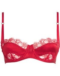 Kiki de Montparnasse - Stretch-Silk Lace-Insert Balconette Bra - Lyst
