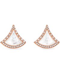 BVLGARI - Rose Gold, Diamond And Mother-of-pearl Divas' Dream Stud Earrings - Lyst
