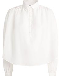 Polo Ralph Lauren - Cotton-Silk Pleated Blouse - Lyst