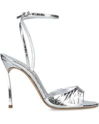 Casadei - Metallic Leather Blade Heeled Sandals 100 - Lyst