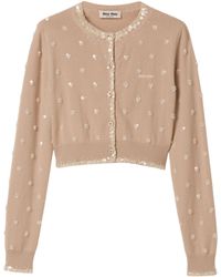 Miu Miu - Cashmere Embellished Cardigan - Lyst