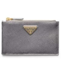 Prada - Saffiano Leather Zip-Up Card Holder - Lyst