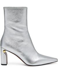 McQueen - Metallic Leather T-Bar Heeled Ankle Boots 80 - Lyst