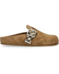 Burberry - Suede Check-Trim Urchin Clogs - Lyst