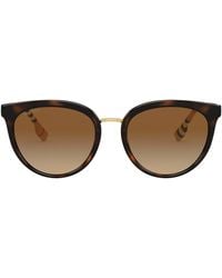 Burberry - Tortoiseshell Round Sunglasses - Lyst