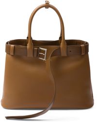 Prada - Buckle Large Caramel-Coloured Leather Handbag - Lyst