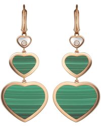 Chopard - Rose Gold And Diamond Happy Hearts Drop Earrings - Lyst