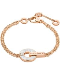 BVLGARI - Diamond And Mother-Of-Pearl Openwork Bracelet - Lyst