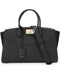 Ferragamo - Large Leather New Studio Top-Handle Bag - Lyst