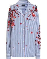 Dolce & Gabbana - Cotton-Silk Stripe Embellished Shirt - Lyst
