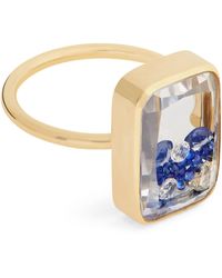 Moritz Glik - Yellow Gold, Diamond And Blue Sapphire Ten Fourteen Shaker Ring - Lyst